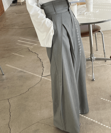 tuck wide slacks / 2color　hm2822