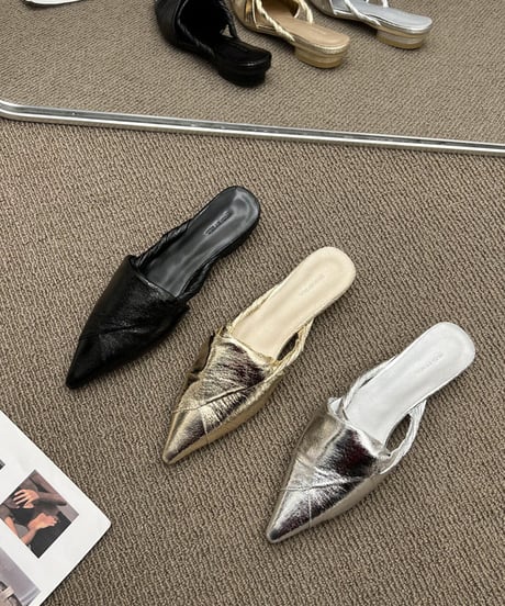 metallic pointed mules / 3color　hm1408