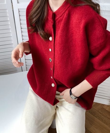 jewel button cardigan  / 4color　hm1789