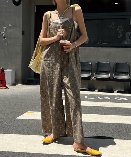 floral print cami overalls / 2color　hm1643
