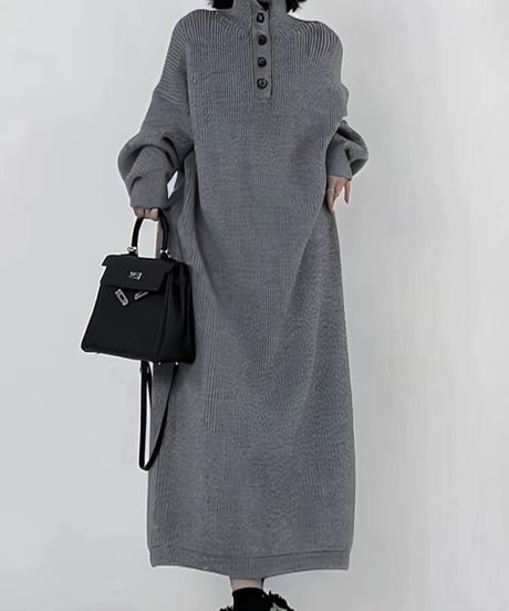 mock neck knit onepiece　hm1810