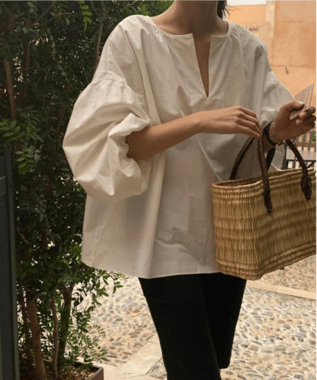 skipper loose blouse / 2color　hm2931