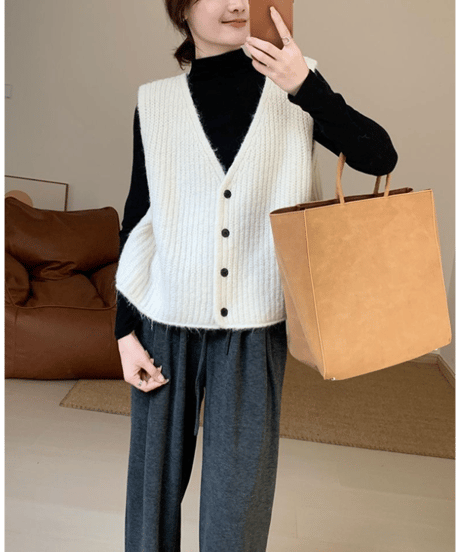 warm knit vest / 3color　hm2779