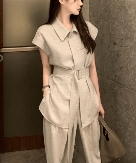 collared pants set / 3color　hm2863