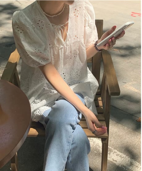 eyelet lace blouse　hm2920