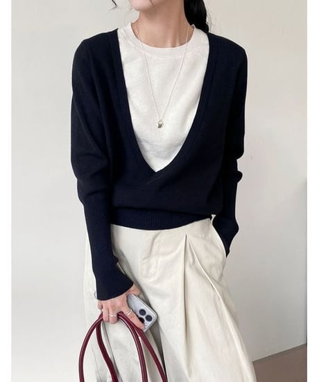 layered design knit top / 3color　hm1868