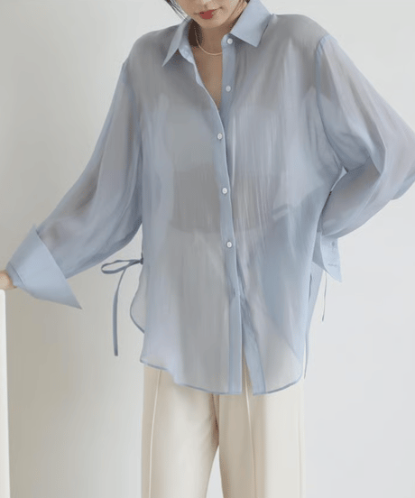 ribbon sheer shirt / 5color　hm2880*