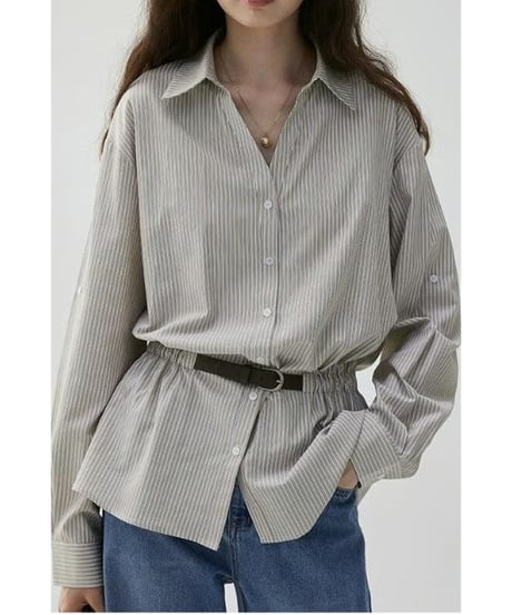 v-neck striped loose shirt　hm2499