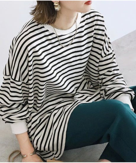 oversized border top / 3color　hm2645