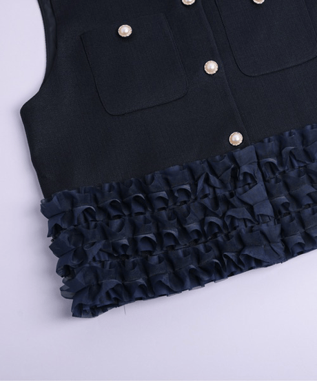 ruffle hem tweed vest / 3color　hm2836