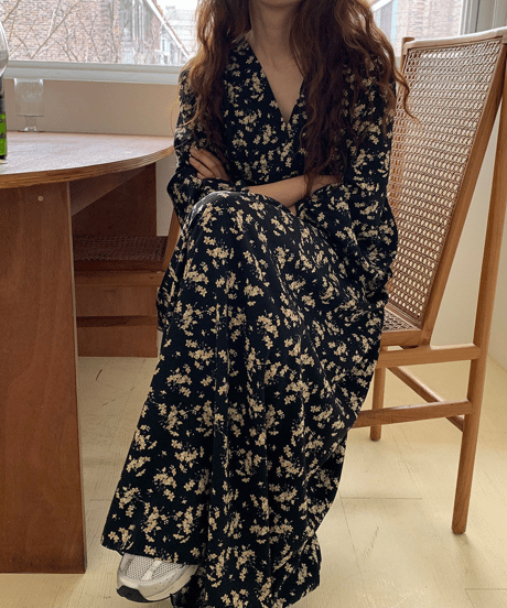 v-neck floral dress / 2color　hm2914