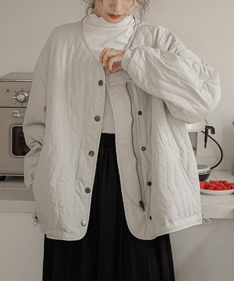 quilted v-neck jacket　hm2707