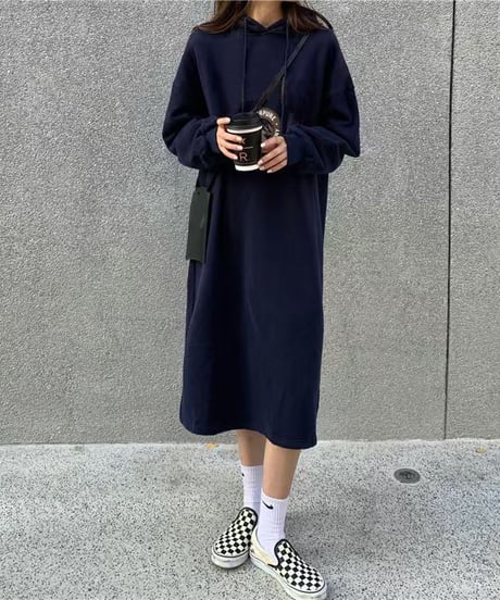 oversized hoodie dress / 4color　hm2628