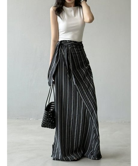 high-waist strip skirt / 2color　hm2443