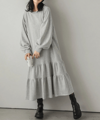 tiered sweatshirt dress / 4color　hm2798