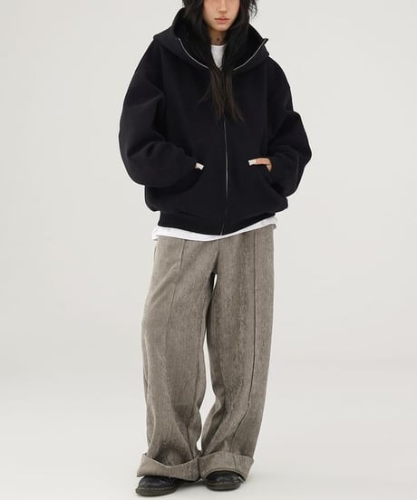 high neck zip hoodie / 2color　hm2745