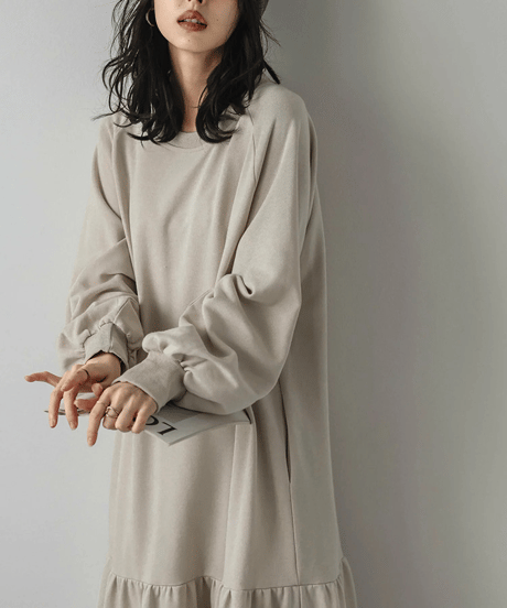 tiered sweatshirt dress / 4color　hm2798