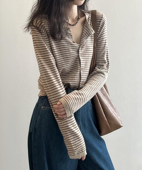 slim stripe cardigan  / 5color　hm2642