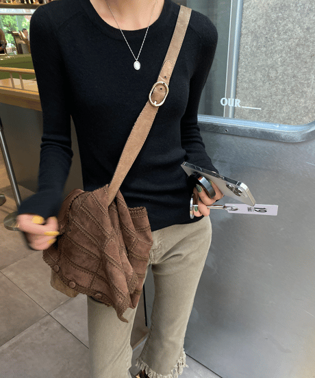 thin simple knit top / 3color　hm1288