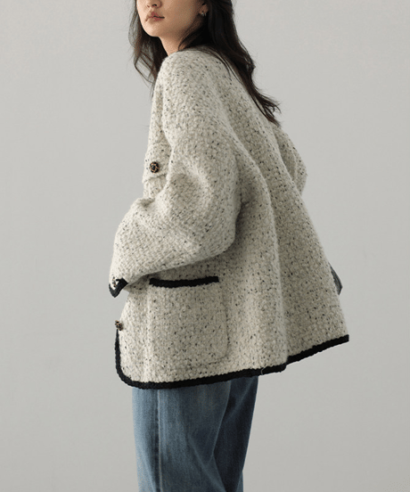 tweed trim jacket / 2color　hm2711