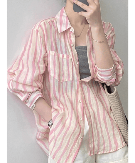 striped button shirt / 2color　hm2519
