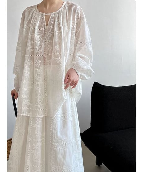 panting lace blouse & skirt  / 2color　hm2340
