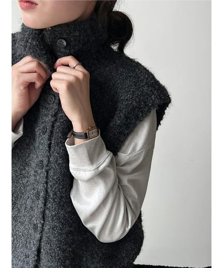textured knit vest / 4color　hm2675