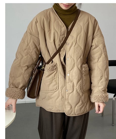 quilting boa coat / 2color　hm2709