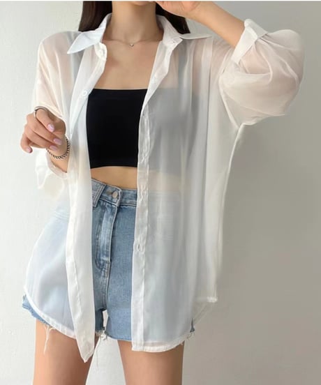 sheer loose shirt / 7color　hm2881