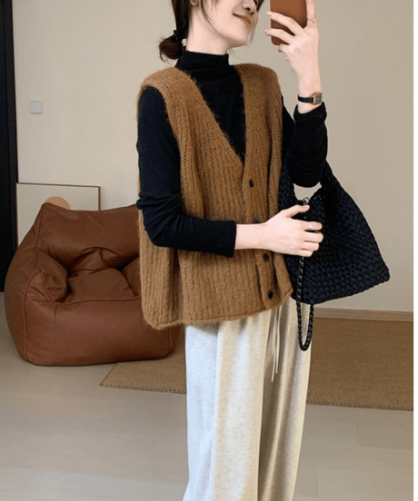 warm knit vest / 3color　hm2779