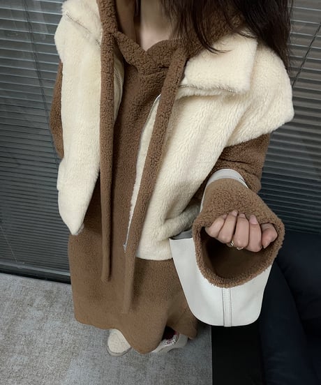 full zip boa vest / 2color　hm1888
