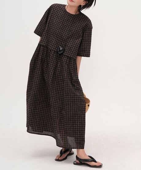 check gathered dress　hm2294