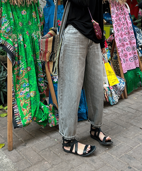 tapered cropped denim pants / 2color　hm1453