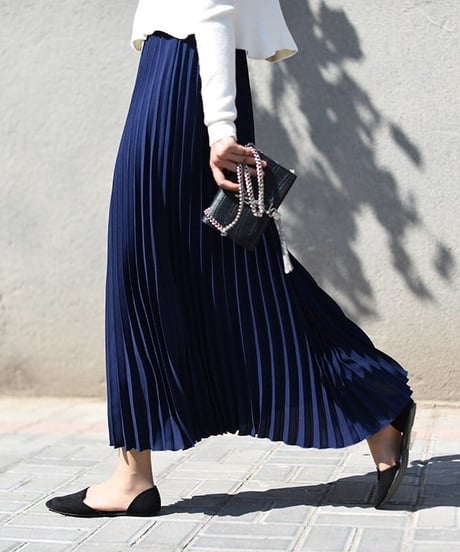 pleated long skirt / 9color　hm2133