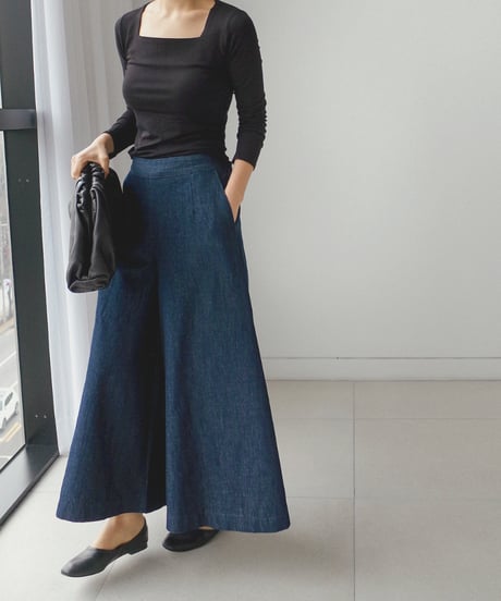 denim gaucho pants　hm1378
