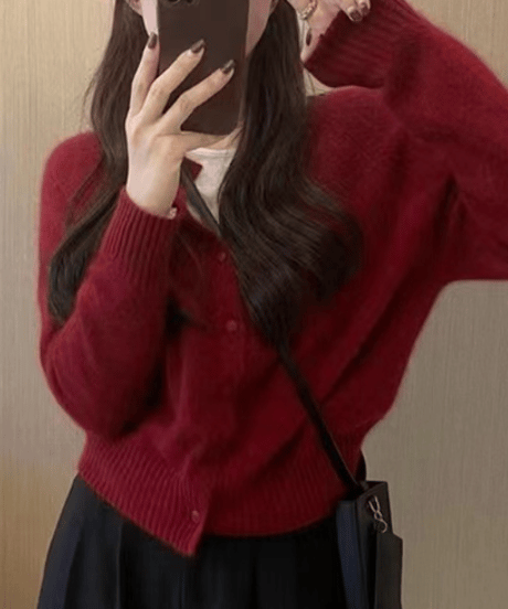 fluffy knit cardigan / 5color　hm2616