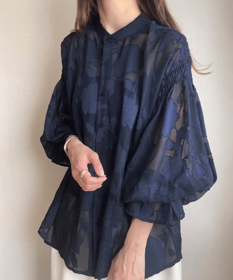sheer floral blouse / 4color　hm2821