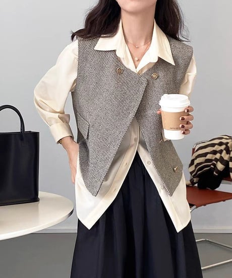 double breasted vest / 2color　hm2593