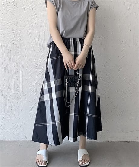 plaid flare skirt / 4color　hm2887
