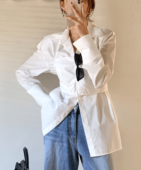 waist back ribbon blouse　hm2853