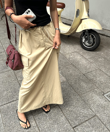 drawstring cargo skirt / 2color　hm1387