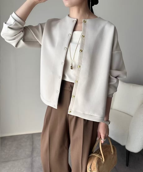 collarless short jacket / 3color　hm2602