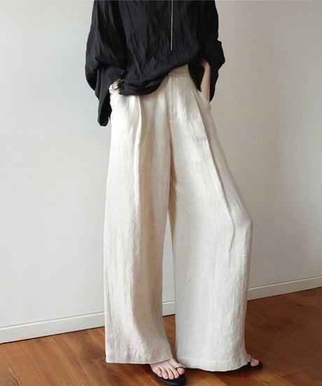《即納》wide leg tuck pants /3color　hm1526