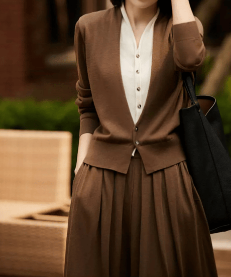 《即納》layered knit cardigan / 4color　hm2722