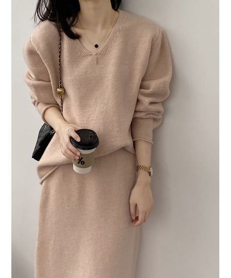knit tops&skirt set / 4color　hm1867