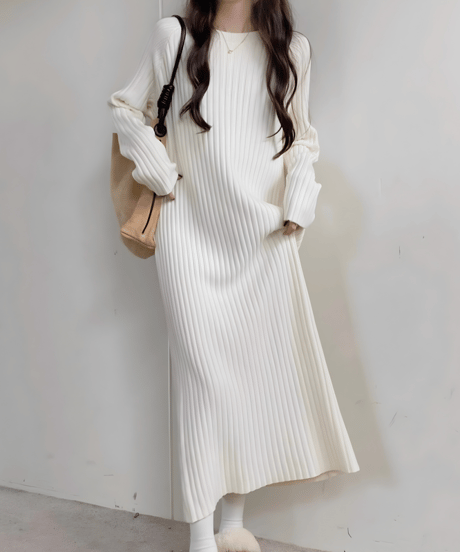 ribbed knit maxi dress / 2color　hm2674