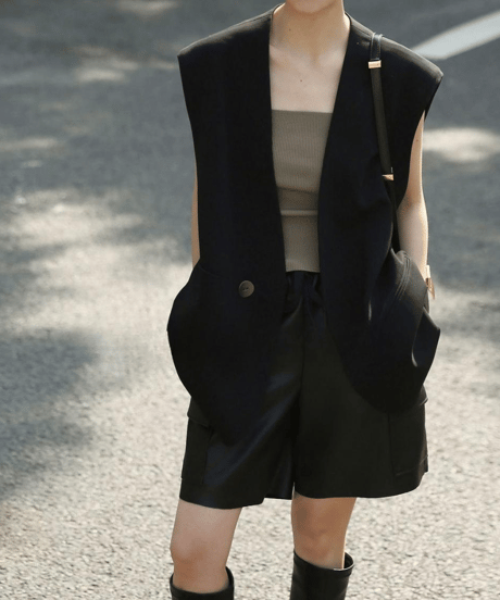 mode long vest / 2color　hm2850