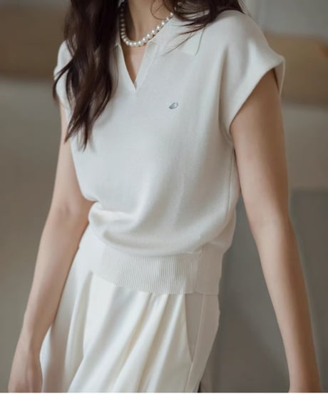 collar knit top / 3color　hm2886