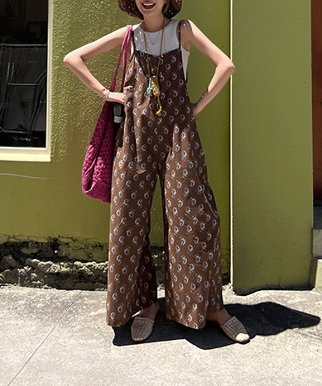 floral print cami overalls / 2color　hm1643