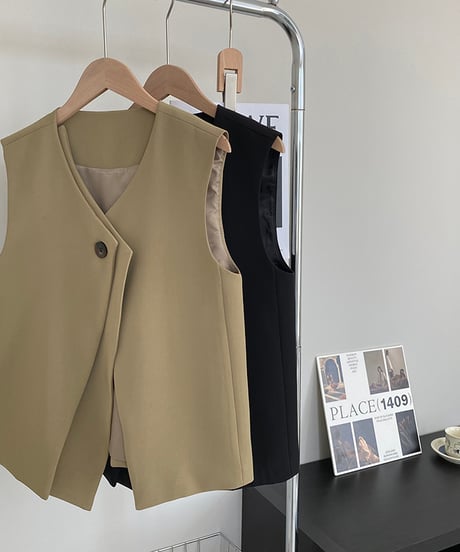 one button vest / 2color　hm1677